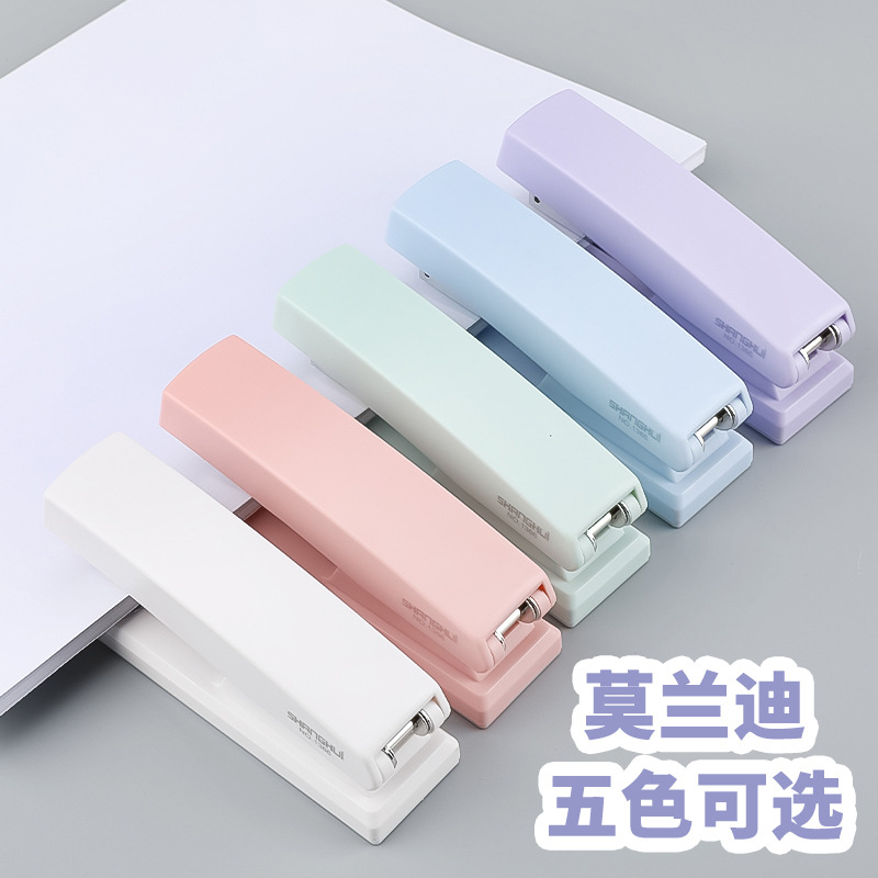 订书器莫兰迪手持订书机学生迷你小型钉书机办公装订机手握式儿童